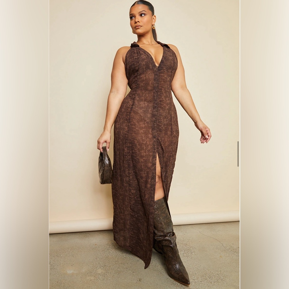 Chocolate Chiffon Maxi Dress